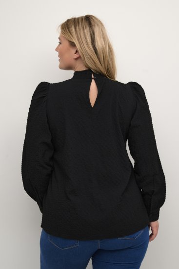 Kaffe Curve Ditta Smock Bluse Tiefschwarz - Blusen & Tuniken - 