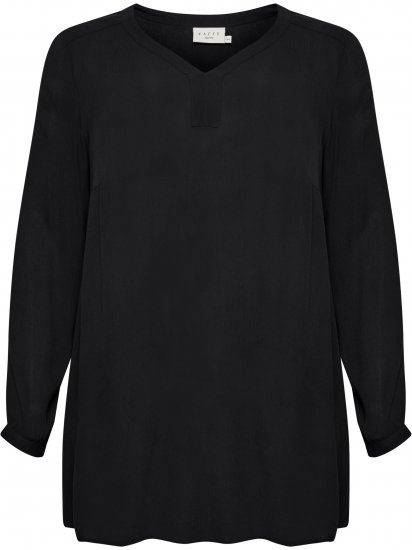 Kaffe Curve Ami Langarm Tunika Tiefschwarz - T-Shirts - 