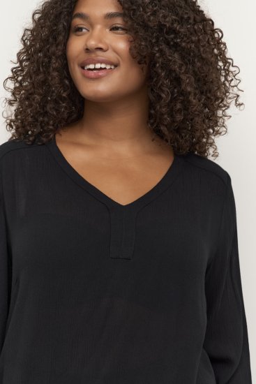 Kaffe Curve Ami Langarm Tunika Tiefschwarz - T-Shirts - 