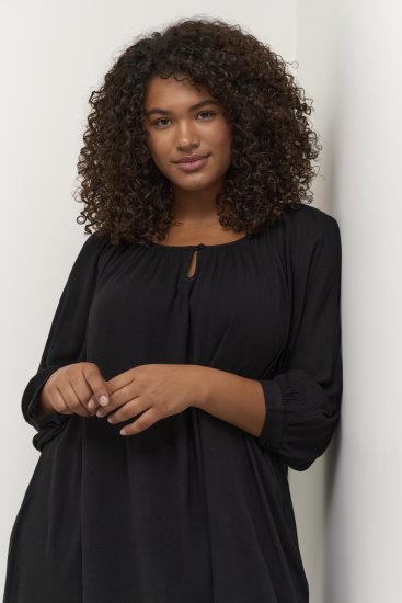 Kaffe Curve Ami 3/4-Arm Tunika Tiefschwarz - T-Shirts - 