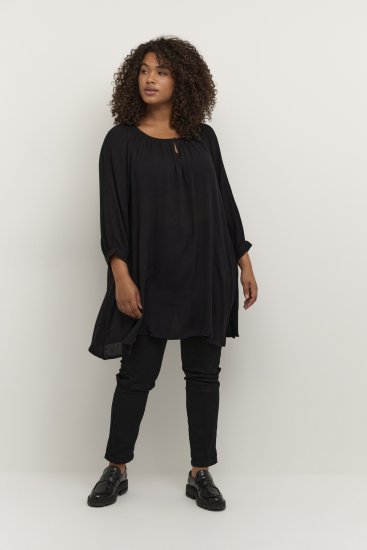 Kaffe Curve Ami 3/4-Arm Tunika Tiefschwarz - T-Shirts - 