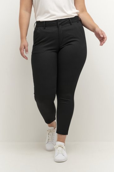 Kaffe Curve Leana Chino 7/8-Hose Tiefschwarz - Jeans & Hosen in Großen Größen – Plus Size Damenmode - 