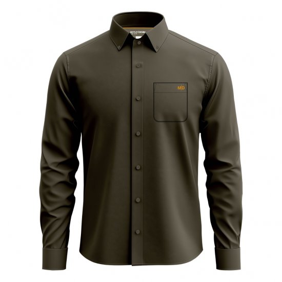 Motley Denim Lisbon Long Sleeve Shirt Dark Khaki - Herrenhemden in großen Größen - Herrenhemden in großen Größen