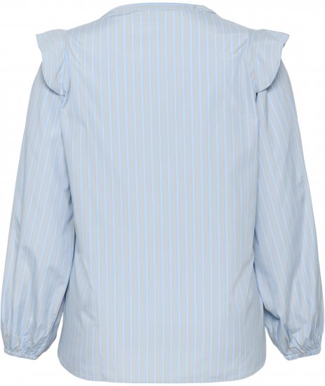 Kaffe Curve Lenia Flounce Shirt Powder Blue Stripe - Hemdblusen - 