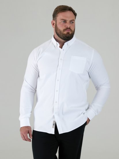 D555 Richard Langarm Oxford-Hemd TALL Weiß - TALL hemden - 