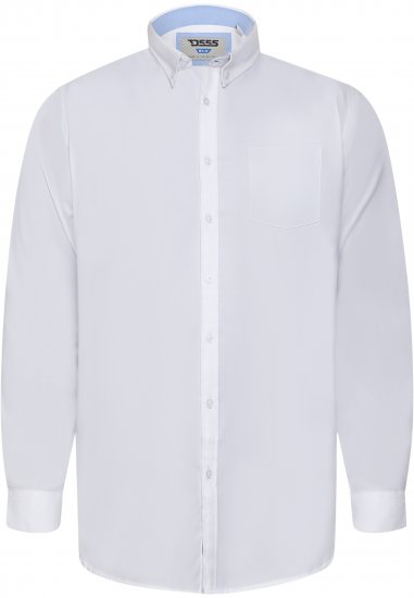 D555 Richard Langarm Oxford-Hemd TALL Weiß - TALL hemden - 