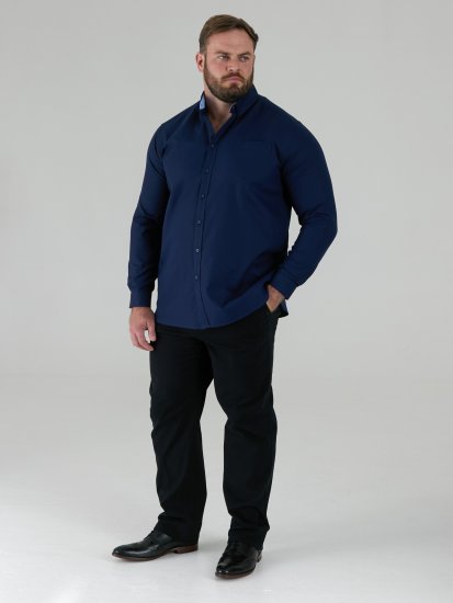 D555 Richard Langarm Oxford-Hemd TALL Navy - TALL hemden - 