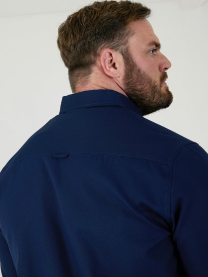 D555 Richard Langarm Oxford-Hemd TALL Navy - TALL hemden - 