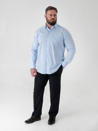 D555 Oliver Fleckenabweisendes Bügelfreies Stretch-Langarmhemd Hellblau - Herrenhemden - Herrenhemden in großen Größen