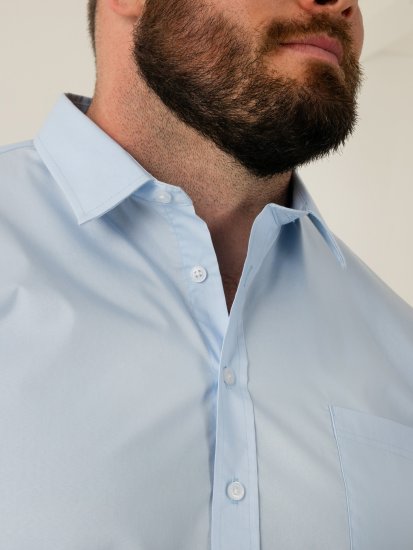 D555 Oliver Fleckenabweisendes Bügelfreies Stretch-Langarmhemd Hellblau - Herrenhemden - Herrenhemden in großen Größen