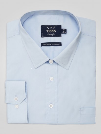 D555 Oliver Fleckenabweisendes Bügelfreies Stretch-Langarmhemd Hellblau - Herrenhemden - Herrenhemden in großen Größen