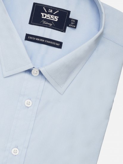 D555 Oliver Fleckenabweisendes Bügelfreies Stretch-Langarmhemd Hellblau - Herrenhemden - Herrenhemden in großen Größen