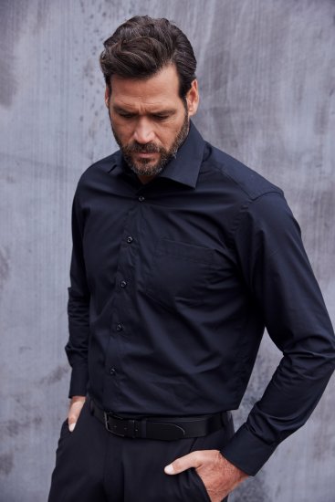 JP1880 Comfort Fit with Chest Pocket Shirt TALL Black - TALL hemden - 