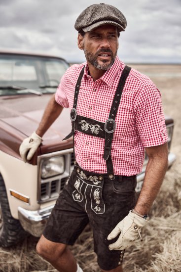 JP1880 Shirt Traditional Checked Short Sleeve Red - Herrenhemden - Herrenhemden in großen Größen