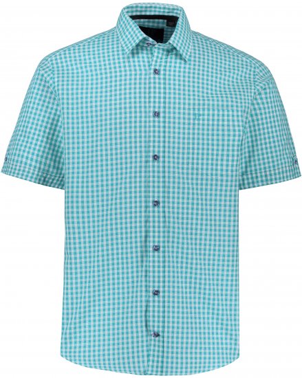 JP1880 Shirt Traditional Short Sleeve Turquoise - Herrenhemden - Herrenhemden in großen Größen