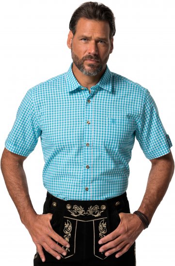 JP1880 Shirt Traditional Short Sleeve Turquoise - Herrenhemden - Herrenhemden in großen Größen
