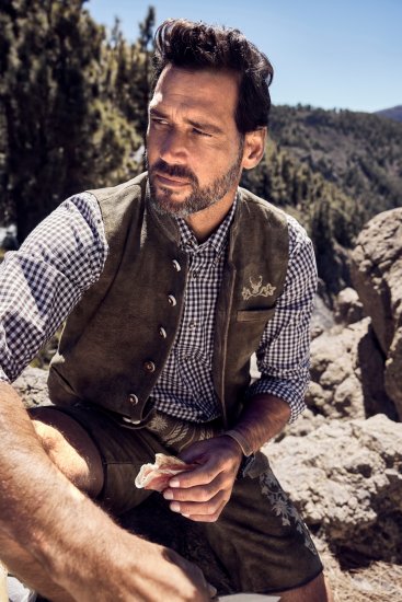 JP1880 Long Sleeve Check Print Traditional Shirt Brown - Herrenhemden - Herrenhemden in großen Größen