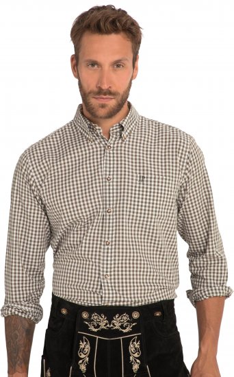 JP1880 Shirt Checked Traditional Long Sleeve Olive Green - Festmode - Festliche Mode – Stilvoll und bequem feiern