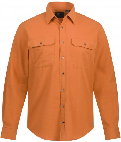 JP1880 Shirt Flannel Long Sleeve Orange TALL - HERRENBEKLEIDUNG MT-6XLT - Langgrößen für Herren