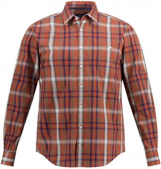 JP1880 Shirt Long Sleeve Checked Dark Orange TALL - HERRENBEKLEIDUNG MT-6XLT - Langgrößen für Herren
