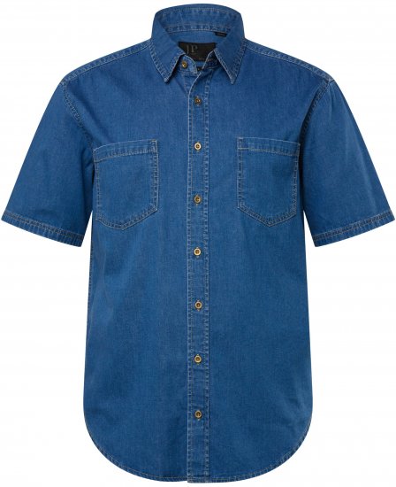 JP1880 Shirt Denim Short Sleeve Blue TALL - HERRENBEKLEIDUNG MT-6XLT - Langgrößen für Herren