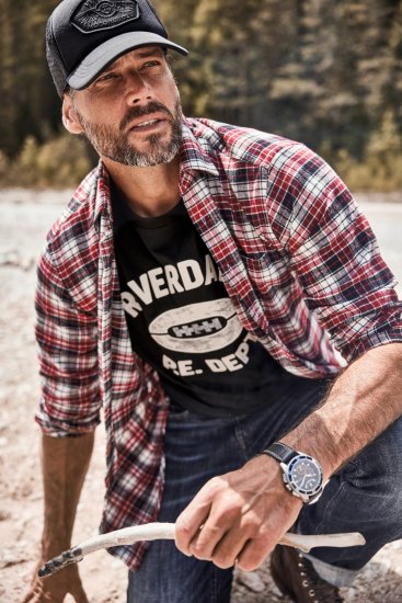 JP1880 Shirt Flannel Checked Long Sleeve Red TALL - HERRENBEKLEIDUNG MT-6XLT - Langgrößen für Herren