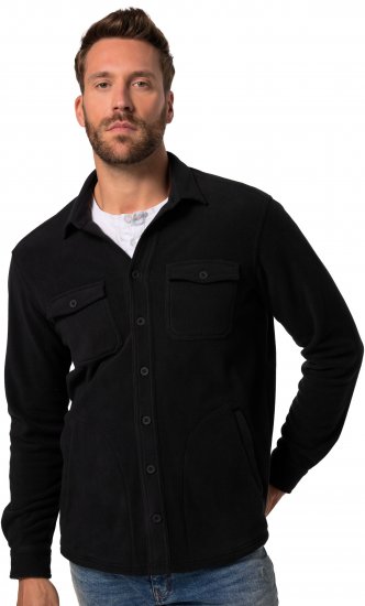 JP1880 Overshirt Fleece Long Sleeve Black TALL - HERRENBEKLEIDUNG MT-6XLT - Langgrößen für Herren