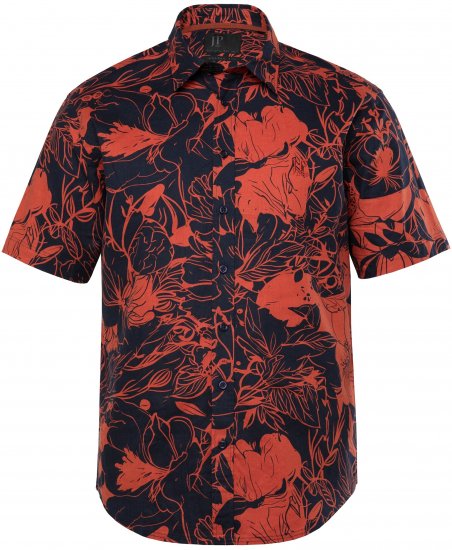 JP1880 Shirt Short Sleeve Linen Blend Red - Herrenhemden - Herrenhemden in großen Größen