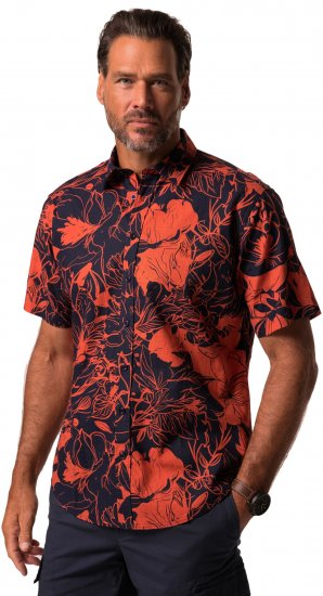 JP1880 Shirt Short Sleeve Linen Blend Red - Herrenhemden - Herrenhemden in großen Größen