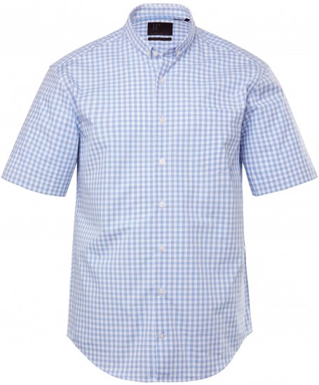 JP1880 Shirt Traditional Short Sleeve Checked Light Blue - Herrenhemden - Herrenhemden in großen Größen