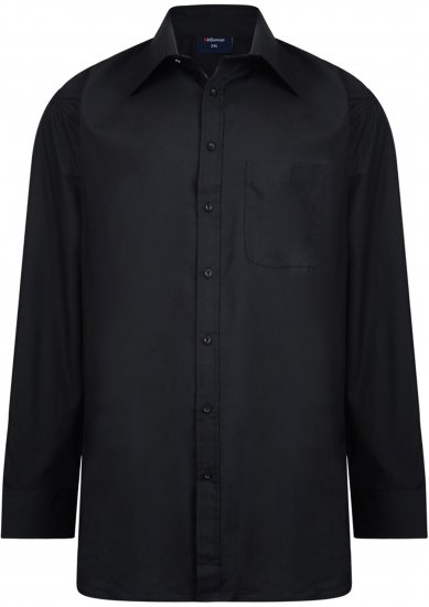 Espionage SH151 Plain Collar Long Sleeve Shirt Black - Langärmlige hemden - 