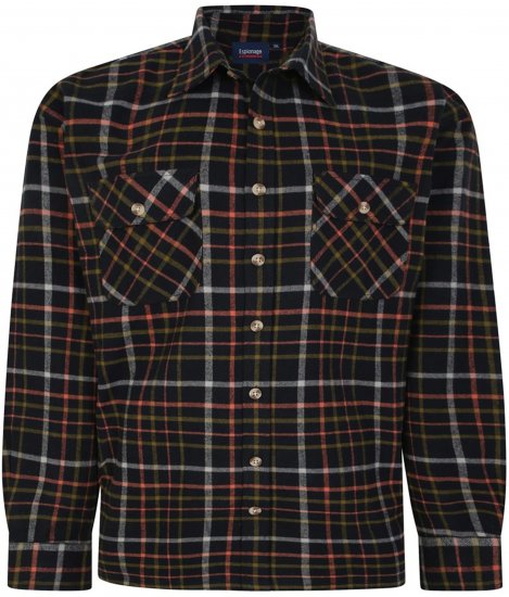 Espionage SH401 Checked Cotton Overshirt Black/Red - Herrenhemden - Herrenhemden in großen Größen