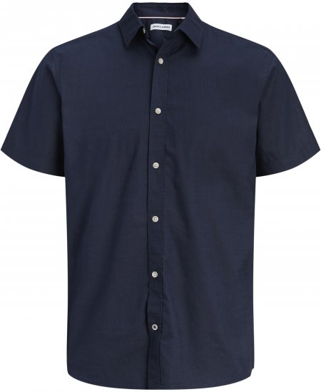 Jack & Jones Henry Slub Short Sleeve Navy - Herrenhemden - Herrenhemden in großen Größen