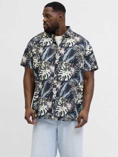Jack & Jones Honolulu Short Sleeve Resort Shirt Black - Herrenhemden - Herrenhemden in großen Größen