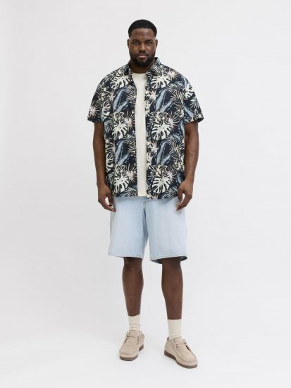Jack & Jones Honolulu Short Sleeve Resort Shirt Black - Herrenhemden - Herrenhemden in großen Größen