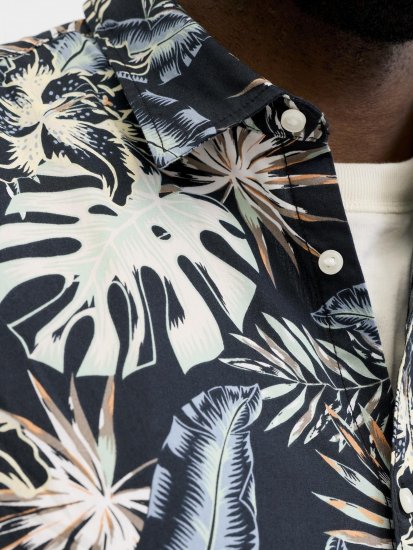 Jack & Jones Honolulu Short Sleeve Resort Shirt Black - Herrenhemden - Herrenhemden in großen Größen