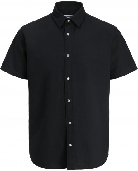 Jack & Jones Breeze Linen Short Sleeve Shirt Black - Herrenhemden - Herrenhemden in großen Größen