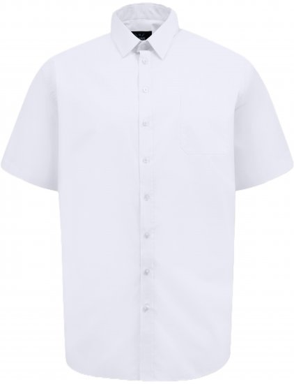 D555 Lucas Fleckenabweisendes Bügelfreies Stretch-Kurzarmhemd Weiß - Herrenhemden - Herrenhemden in großen Größen