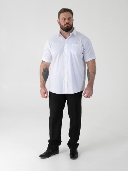 D555 Lucas Fleckenabweisendes Bügelfreies Stretch-Kurzarmhemd Weiß - Herrenhemden - Herrenhemden in großen Größen