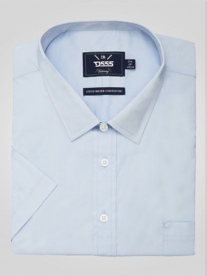 D555 Lucas Fleckenabweisendes Bügelfreies Stretch-Kurzarmhemd Hellblau - Herrenhemden - Herrenhemden in großen Größen