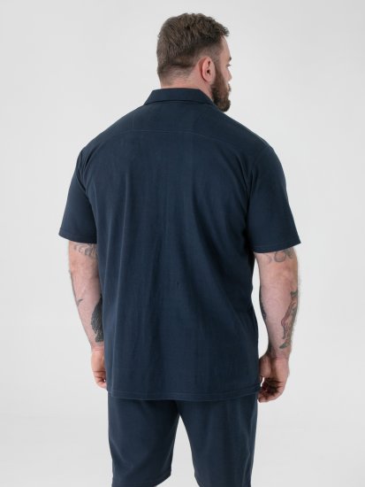 D555 Connor Stretch Cuban Collar Resort Short Sleeve Shirt Navy - Herrenhemden - Herrenhemden in großen Größen
