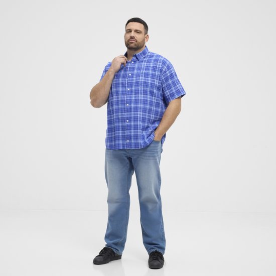 North Latitude 51145 Checked Short Sleeve Shirt Cobolt Blue - Kurzarmhemden - Herren Kurzarmhemden Große Größen