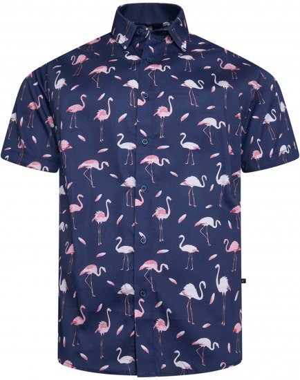 Kam Jeans 6068 Flamingo Short Sleeve Shirt Navy - Herrenhemden - Herrenhemden in großen Größen