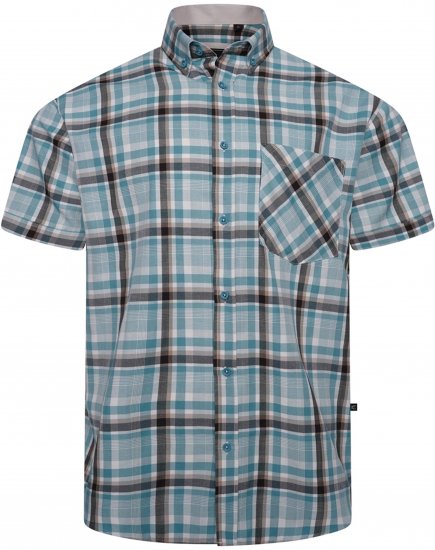 Kam Jeans 6339 Checked Short Sleeve Shirt Mineral Blue - Herrenhemden - Herrenhemden in großen Größen
