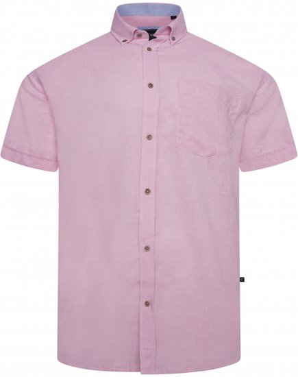 Kam Jeans 6340 Linen Mix Short Sleeve Shirt Pink - Herrenhemden - Herrenhemden in großen Größen