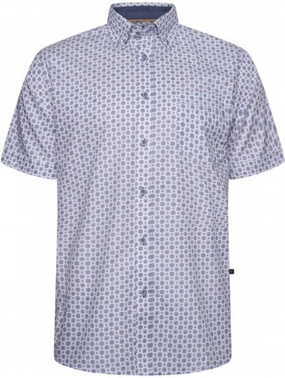 Kam Jeans 6345 Jewel Pattern Short Sleeve Shirt Blue - Herrenhemden - Herrenhemden in großen Größen