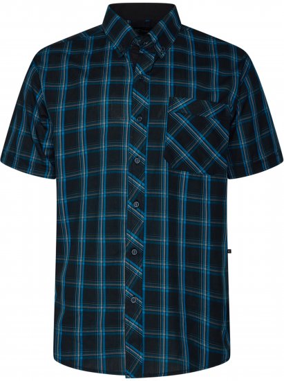 Kam Jeans 6365 Checked Short Sleeve Shirt Turquoise - Herrenhemden - Herrenhemden in großen Größen