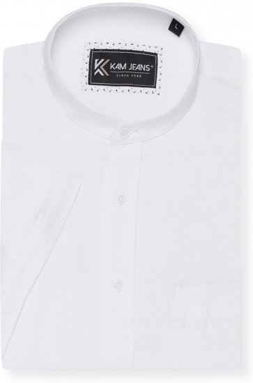 Kam Jeans P020 Premium Short Sleeve Oxford Shirt White - Herrenhemden - Herrenhemden in großen Größen