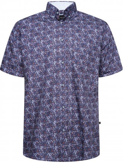 Kam Jeans P044 Premium Floral Printed Moonlight - Kurzarmhemden - Herren Kurzarmhemden Große Größen
