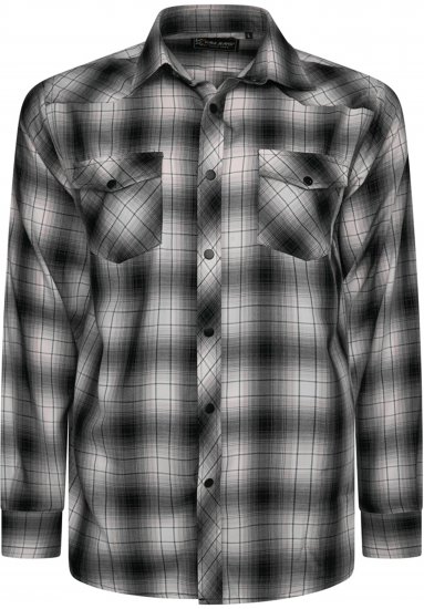 Kam Jeans 6352 Western Twin Pocket Long Sleeve Shirt Charcoal - Herrenhemden - Herrenhemden in großen Größen